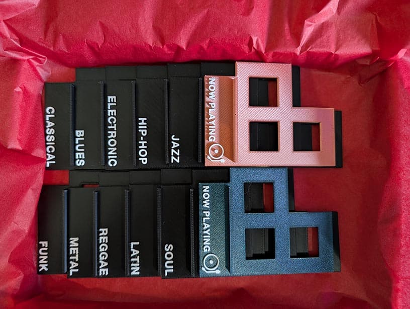 Custom GrooveGrids vinyl dividers arranged in a collection