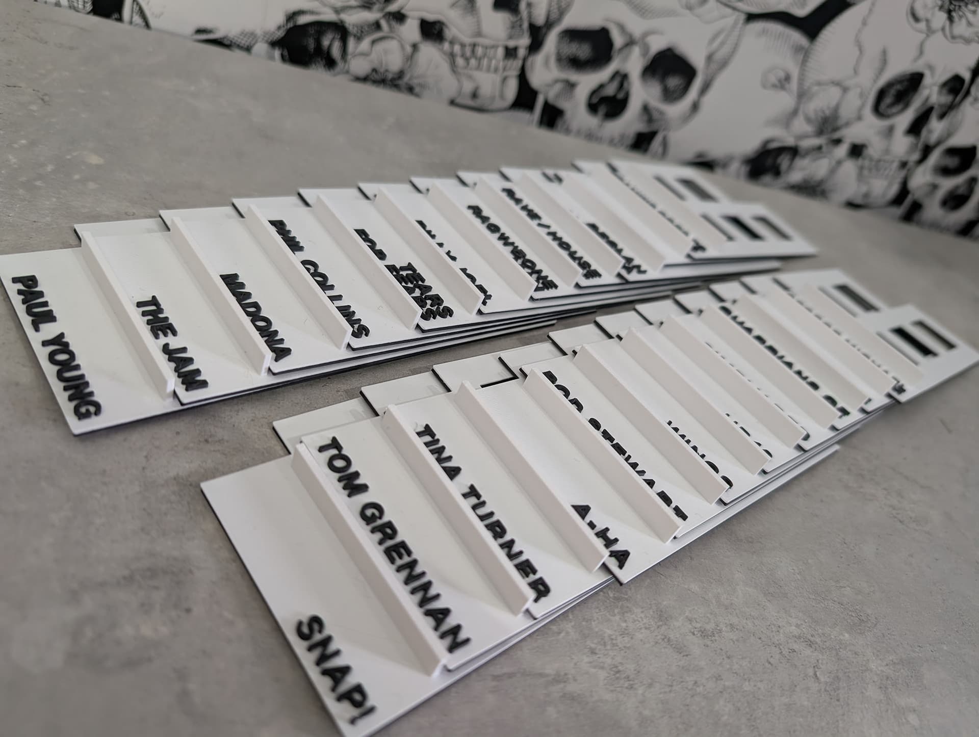NOIR GrooveGrids dividers displayed with vinyl records