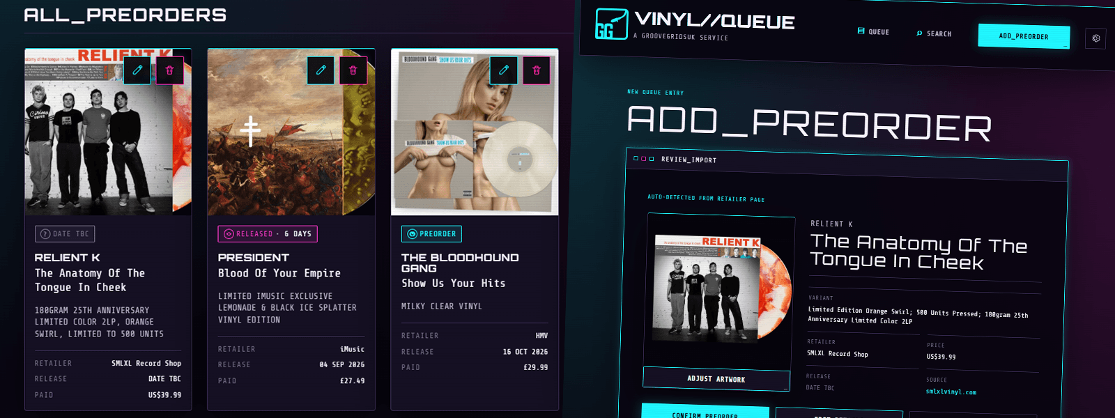 Vinyl//Queue preorder library and imported record review